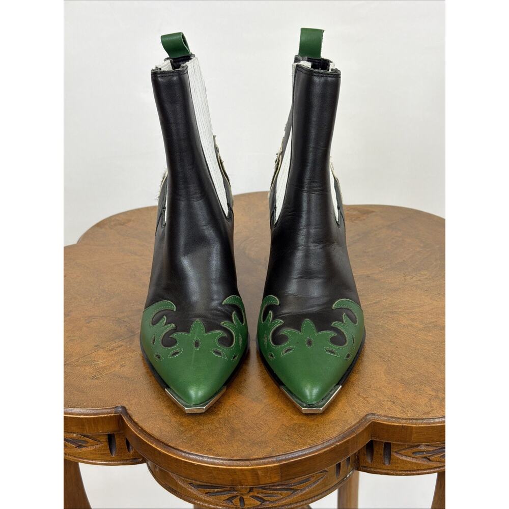 Steve Madden Multicolor Pointed Toe Stacked Heel Western Boot Size 6.5 Booties - Picture 3 of 8